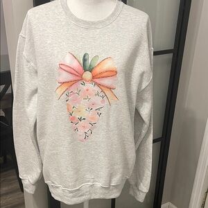 New With Tags…Boutique Easter/Carrot Floral Faux Glitter Sweatshirt…Size Medium